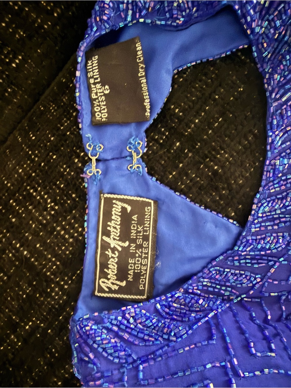 Beaded Long Sleeve Sheath Dress in Royal Blue - Picture 5 of 5